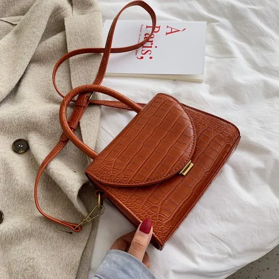 Stone Pattern PU Leather Crossbody Bags For Women 2021 Luxury Quality Shoulder Simple Bag Lady Designer Handbags Totes