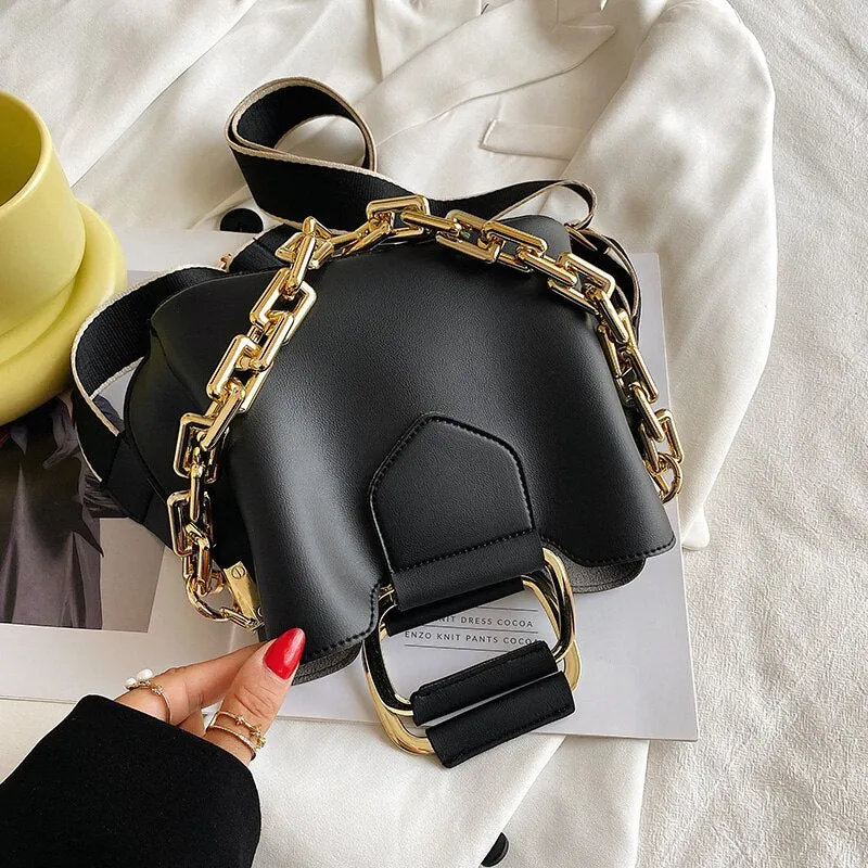 Thick Chain 2021 Luxury Women's PU Leather Small Crossbody Bags with Short Handle Shoulder Purses and Handbag Casual Fashion