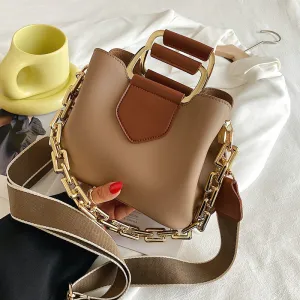 Thick Chain 2021 Luxury Women's PU Leather Small Crossbody Bags with Short Handle Shoulder Purses and Handbag Casual Fashion