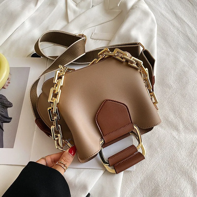 Thick Chain 2021 Luxury Women's PU Leather Small Crossbody Bags with Short Handle Shoulder Purses and Handbag Casual Fashion