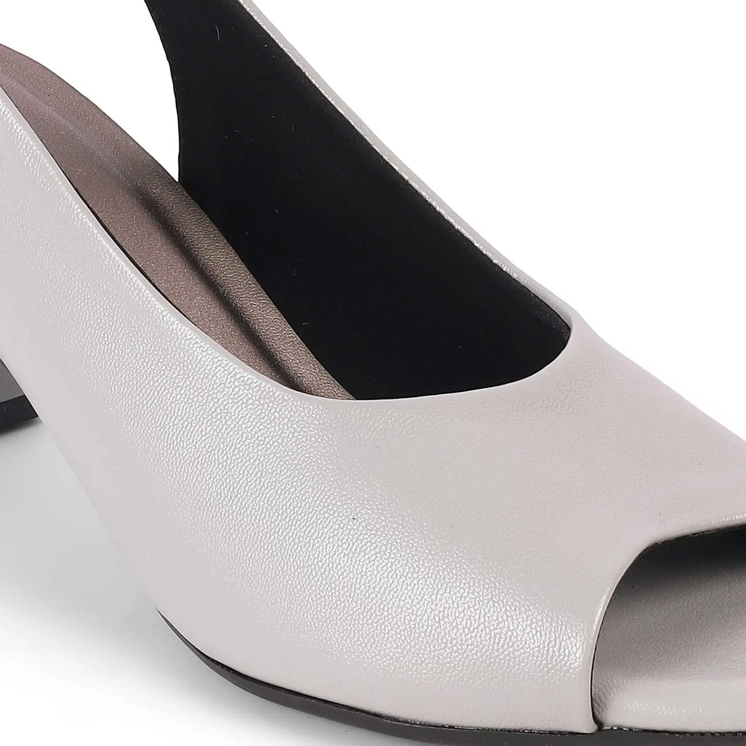Tresmode Eden Grey Women's Peep-Toe Block Heel Sandals