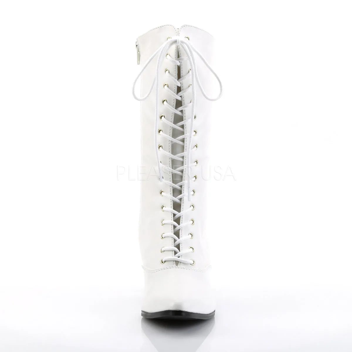 Victorian Mid Calf White Boots