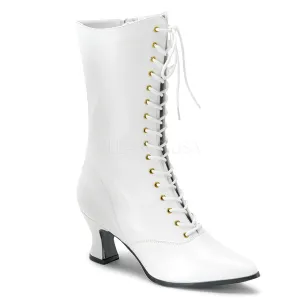 Victorian Mid Calf White Boots