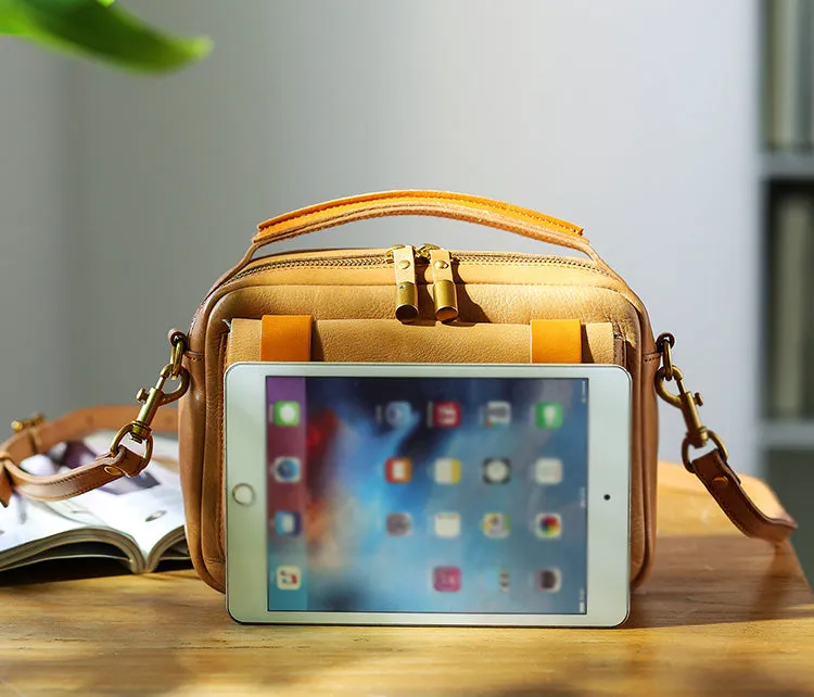 Vintage Ladies Leather Messenger Bag Small Brown Genuine Leather Crossbody Bag