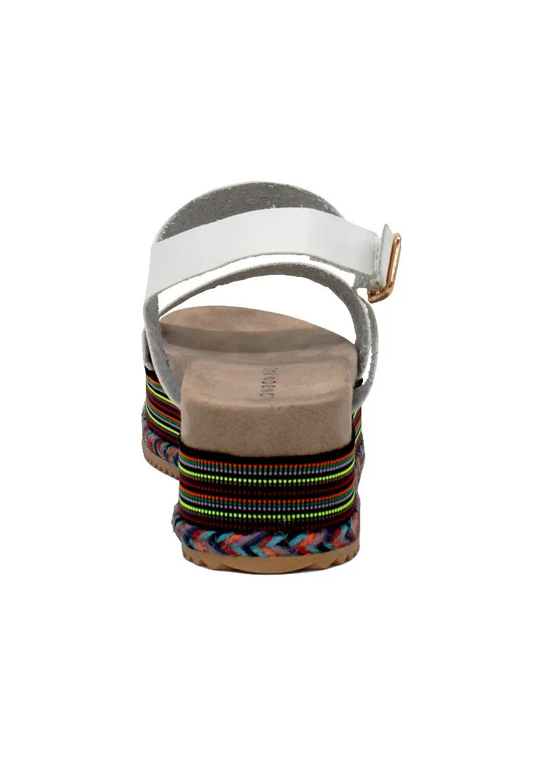 White Ankle Strap Flat Platforms