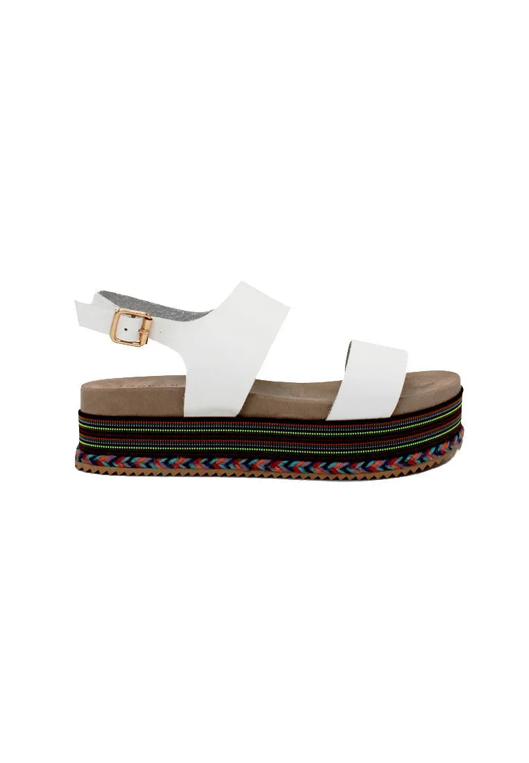 White Ankle Strap Flat Platforms