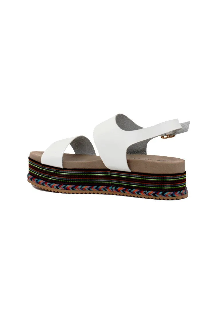 White Ankle Strap Flat Platforms
