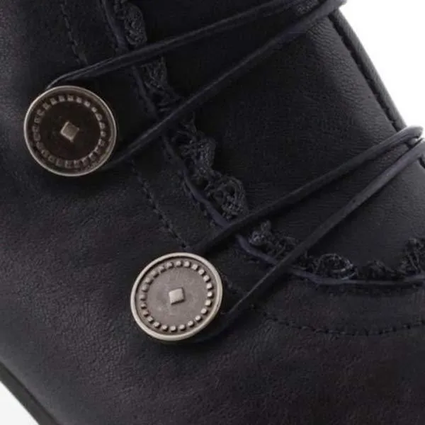 Women'S Vintage Round Toe Chunky Heel Booties 35733378C