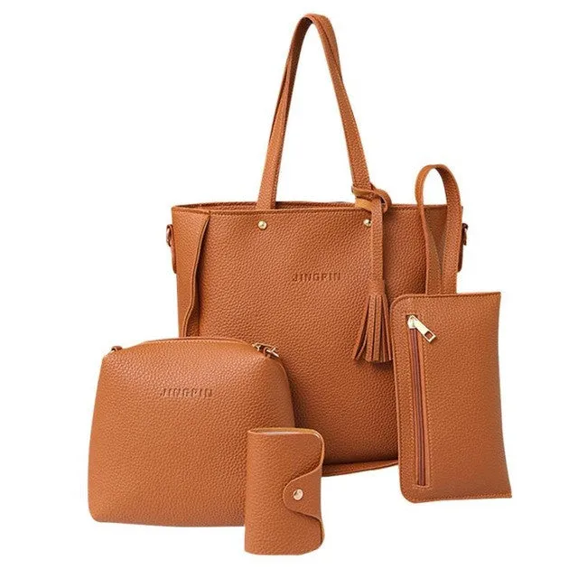 Xiniu 4 PCS women bag set leather Shoulder Bags women messenger bag small clutches Handbag Dropshipping #6M