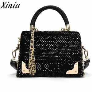 Xiniu Handbag Women Sequin Leopard Messenger Bags Women Tote Sequined Shoulder Bags Purse Bolsas Feminina #YLEL