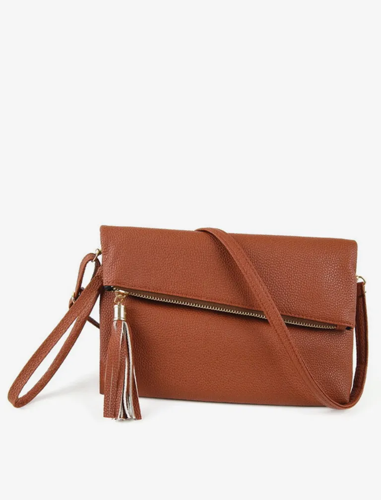 Zipper Solid Shoulder Bag