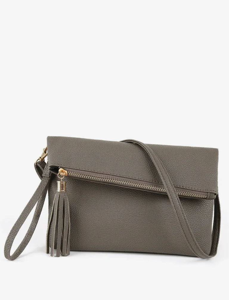 Zipper Solid Shoulder Bag
